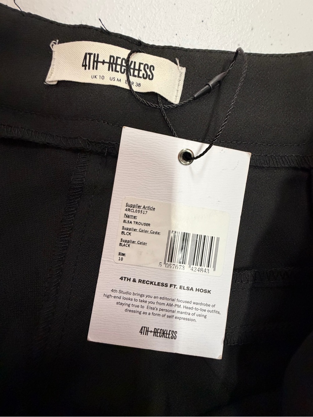 NWT 4th & Reckless x Elsa Hosk Elsa Trouser Black Wide Leg Pants M UK10
B332